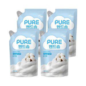 피죤 퓨어 핸드솝 450ml 리필 코튼향, 4개