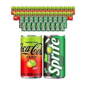 코카콜라 제로 레몬라임 190ml ,30개 + 스프라이트 제로 190ml, 30개