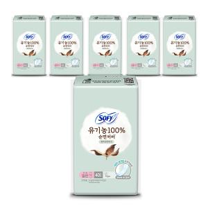 쏘피 유기농100%순면커버 팬티라이너 무향, 일반, 40매, 6개