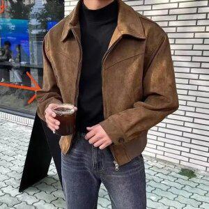 고퀄리티 남자 스웨이드 크롭 트러커 자켓 점퍼
