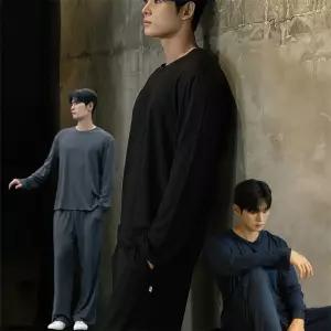 남성잠옷 상하세트 긴팔 가을 겨울 기모 잠옷 주머니있는 무지 홈웨어 선물