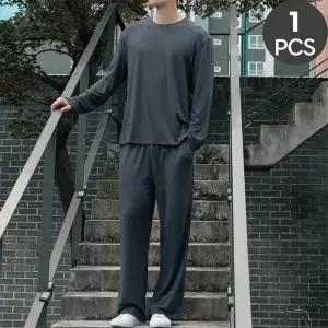 남자 기모 가을 겨울 긴팔 잠옷 실내복 홈웨어 라운드 무지 잠옷바지 상하 세트 선물