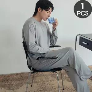 남성 긴팔잠옷 가을 겨울 잠옷 홈웨어 상하 세트 슬림 피치 기모 깔끔한 무지