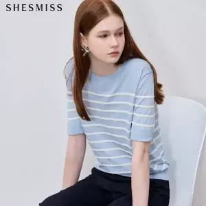 [쉬즈미스(SHESMISS)] 스트라이프 반팔 니트 탑