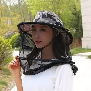 방충망 모자 접이식 방충 양봉 벌레 퇴치 모자 여름 사파리 자외선 마스크 등산용 활동 가림 무늬 밀림
