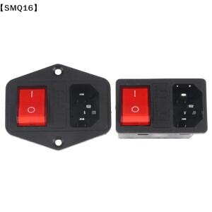 IEC320 C14 전기 AC 소켓 3핀 빨간색 LED 250V 로커 스위치 10A 퓨즈 암수 인렛 플러그 커넥터 내장형 소켓