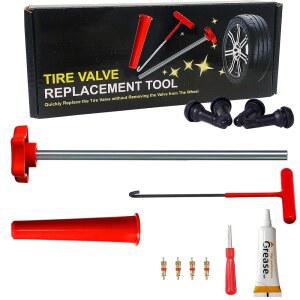 LOGOL TIRE VALVE STEM QUICK REPLACEMENT TOOL KIT(51025) | 자동차 및 트럭용 밸브 스템 장착 도구4PCS TR413 스템이 장착된 ATV 등.