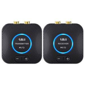 1미이 2.4GHZ 무선 오디오 송수신기 세트(1 TX+1 RX)로 TV용 262FT / 80M 장거리 25MS 저지연 AUX RCA IN /OUT 지원 TV용 어댑터 PC 전원 스피커 앰프 사운드바