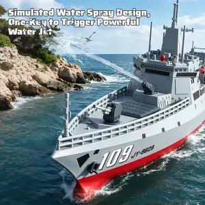 수집품 RC JJRC 2.4G 전투선 듀얼 드라이브 원격 조종 보트 물 없음 보호 기능 배터리 부족 경고 물총 발사