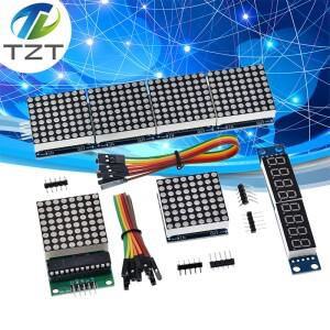 MAX7219 도트 매트릭스 모듈  마이크로 컨트롤러 제어 디스플레이 4 In 1 5P 라인 포함  아두이노호환용