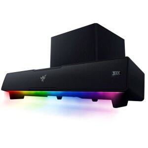 레이저 리바이어던 V2: 서브우퍼 - THX 공간 오디오 컴팩트 디자인 크로마 RGB 블루투스 5.2 데스크톱/노트북, 스마트폰, 태블릿 및 닌텐도 스위치용 멀티 드라이버 PC 게이밍 사운드바