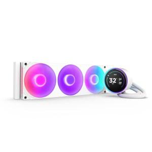 NZXT 크라켄 엘리트 360 RGB 2024 - AIO CPU 액체 냉각기 360mm 라디에이터 F360 코어 팬 맞춤형 2.72인치 IPS LCD 터빈 펌프 AMD AM5, AM4 인텔 LGA 1851 / 1700, 1200 115X 화이트