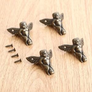 4피스 보석 상자 선물 나무 케이스 장식 발 다리 30x27mm 코너 보호대 나사가 있는 지지 브래킷