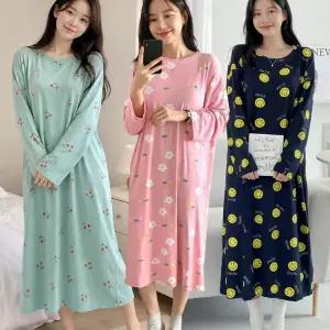달콩원피스/수면잠옷/롱원피스잠옷/피치/롱맥시/빅사이즈/긴팔/루즈핏/오버핏/가을신상/홈웨어/이지웨어