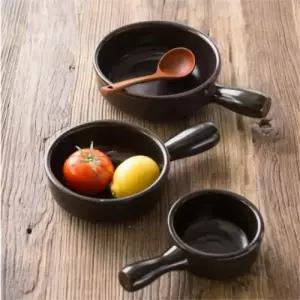 도자기접시 그릇 모던디자인 손잡이뚝배기(지름 도자기그릇 13cm)-소