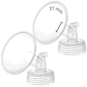 스펙트라 S1/S2 펌프용 2X 21mm 메이맘 와이드 넥 부품 넓은 입 플랜지 포함 원래 없음 실드 교체 소형