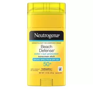 뉴트로지나 비치 디펜스 선크림 스틱 SPF 50 광대역 UVA UVB 프로텍션 경량 방수 최대 80분 노메쉬 강도