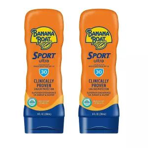 바나나 보트 스포츠 퍼포먼스 와이드 스펙트럼 SPF 30 자외선 차단 로션 수영 스플래시 - 최대 80분 방수