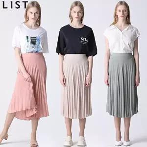[리스트][리스트(LIST)] 페미닌 백밴딩 쉬폰 플리츠 롱스커트 (택가격: 118000원)