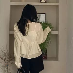 [3사이즈] 레이어드 스트랩 뷔스티에 블라우스
