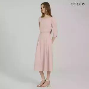 [ab.plus] 페미닌 셔링 벨티드 플레어 원피스 (LSA5MO31A)