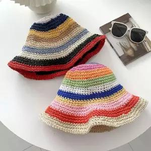여름모자 라탄모자 밀짚 ELM-193 비치캡 레인보우 썬캡 버킷햇 여름돌돌이