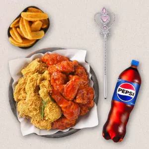 [멕시카나] 공주요술봉+후라이드반양념반+케이준V컷감자+콜라1.25L