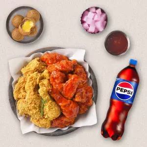 [멕시카나] 후라이드반양념반+더블치즈볼+콜라1.25L
