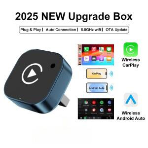 2026 무선 카플레이 어댑터 2 in 1 유선에서 무선으로 변환기 애플 안드로이드 폰용 플러그 앤 플레이 유니버설 차량 액세서리