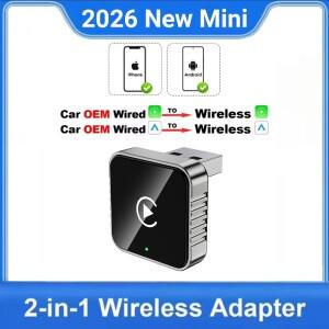 신형 슈퍼 미니 카플레이 AI 박스 유선에서 무선 카플레이/안드로이드 오토 2in1 5GHz WiFi5 99  유선 카플