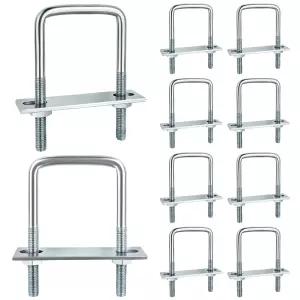 Axigundaone 10개 정사각형 U-볼트 M8 x 60mm 2.4인치 폭 아연도금 트레일러 보트 장착용 중장비용 2.4