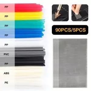 9가지 색상 플라스틱 용접 키트 55/95/110개 ABS PP PVC PE 용접봉 304 스테인리스 스틸 수리 메시 자동차