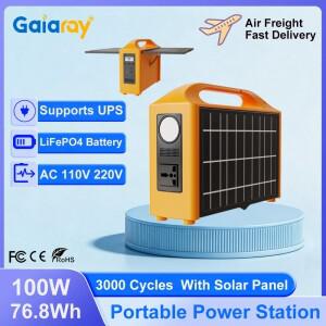 가이아레이 휴대용 파워스테이션 100W 220V 110V 전원 공급 장치 태양광 발전기 야외용 백업 LED 패널 포함