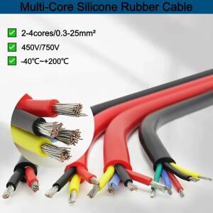 1-10M 초소프트 멀티코어 실리콘 케이블 0.3mm²~2.5mm² 유연한 절연 구리 고온 와이어 2 3 4 6코어 레드