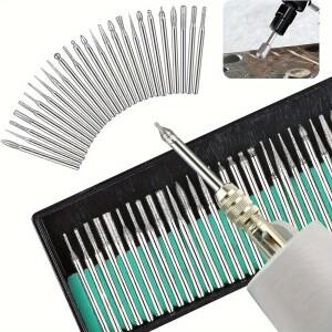30Pcs 다이아몬드 코팅 그라인딩 버 세트 2.35/3mm 샹크 로터리 드릴 비트(보관 상자 포함) 정밀 조각 연마