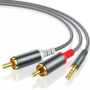 MCSPER RCA to 3.5mm AUX 케이블 6.6피트 1/8 2-남성용 헤드폰 잭 어댑터 스마트폰 태블릿 HDTV 연결용
