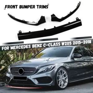 벤츠 C클래스 W205 C205 15-18 글로시 블랙 프론트 로워 범퍼 립 스플리터 호환