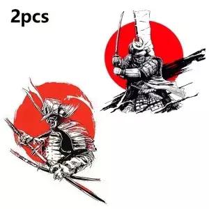 2pcs Hannya 사무라이 자동차 엠블럼 일본 스티커 3D 비닐 배지 오토바이 모토 스타일링 헬멧 자전거