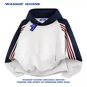 후드 티 가을 겨울 풀오버 맨투맨 WASSUP 고급 기모 두툼한 스트라이프 남자 남성 봄가을 2026 루즈핏 트렌