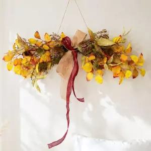 아트박스/플라워트리 가을 밤송이 조화 가랜드 벽장식 86x35cm 꾸미기 소품