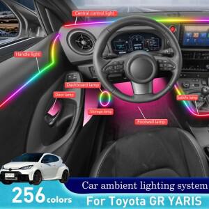 Toyota GR YARIS RGB 64 색상 LED 자동차 인테리어 주변 조명 스마트 원격 제어 레인보우 아크릴 스트립 키