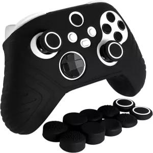 HLRAO 블랙 미끄럼 방지 보호 실리콘 커버 스킨 그립 Xbox Series S/X 컨트롤러 호환 8개 세트 엄지 캡 및