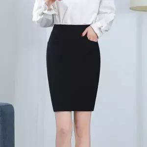 [하프클럽/]블랙 하이웨스트 스판 미디 정장 치마 면접룩 여성 슬림핏 여름