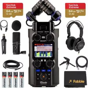 ZDM-1 팟캐스트 마이크 팩 다이나믹 헤드폰 윈드스크린 XLR 케이블 테이블탑 스탠드 64GB SD 카드 AA