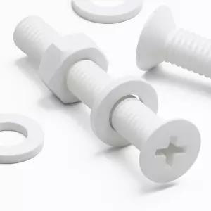 20개 화이트 PP 카운터싱크 플라스틱 나사 및 볼트 M6 x 40mm 너트 와셔 플러시 시팅은 돌출을 줄이고