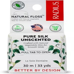 RADIUS 내추럴 실크 치실 이제 30 얇아져 타이트한 치아에서 부드러운 미끄러짐 코코넛 주입된 핸드 스펀