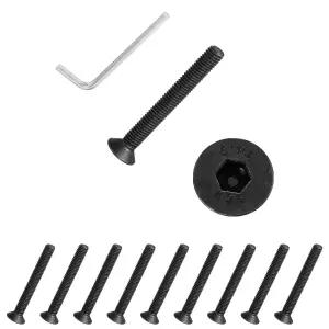 파티킬 M6x50mm 플랫 헤드 소켓 캡 나사 10개 탄소강 카운터싱크 볼트 육각 드라이브 기계 스패너 포함 풀