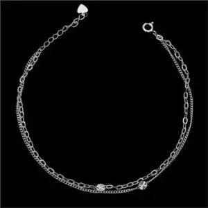 여성 두줄 발찌 체인 발찌 레이어드 실버 데일리 발목 코인 얇은