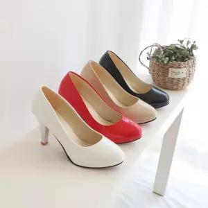 둥근코 에나멜 8.5cm 펌프스힐 가보시 기본 여성구두