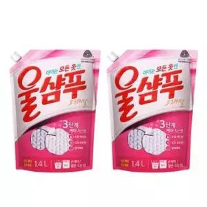 울샴푸 1.4L 섬유케어 애경 컬러케 2개 중성세제